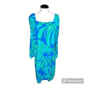 Lilly Pulitzer small Newport jersey dress Out With a Bang Brewster blue stretch